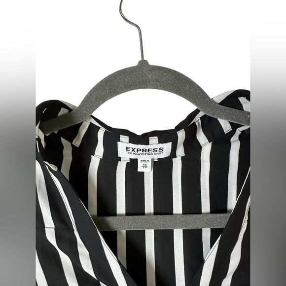 Express Black & White Striped Portofino Blouse Size XS - Picture 2 of 7